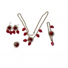 Conjunto Bijouteria Colar Brinco Anel Pulseira Vermelha