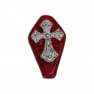 Firma Formato de Caixão Cruz de Metal Mod3 Vermelho