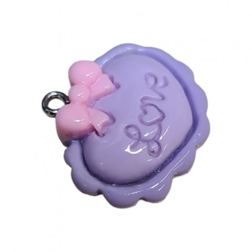 Pingente para Cosme Coração Love Lilás
