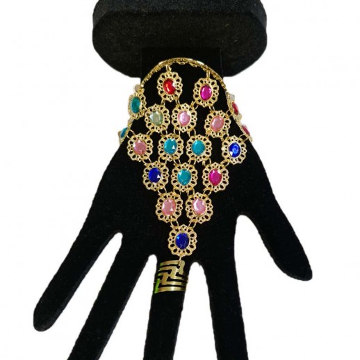 Pulseira Anel Dourado Colorido
