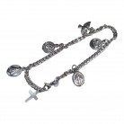 Pulseira Medalhinhas de Proteção Aço Inox