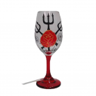 Taça Vidro Decorada 390 Ml Vermelha,Dourada,Pre