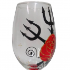 Taça Vidro Decorada 390 Ml Vermelha,Dourada,Pre