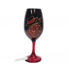 Taça Vidro Decorada 390 Ml Vermelha,Dourada,Pre