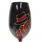 Taça Vidro Decorada 390 Ml Vermelha,Dourada,Pre