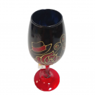 Taça Vidro Decorada 390 Ml Vermelha,Dourada,Pre