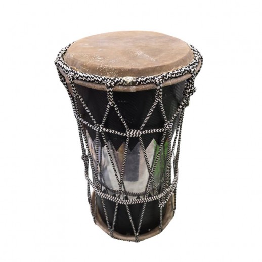 Tambor Grande Branco e Preto Corda Branca e Preta