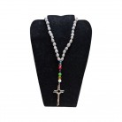 Terço Preto Velho com Lágrimas N Sra Claras e Pedras 8 Mm Crucifixo Metal