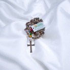 Terço Preto Velho com Lágrimas N Sra Escuras e Pedras 8 Mm Cruz Metal